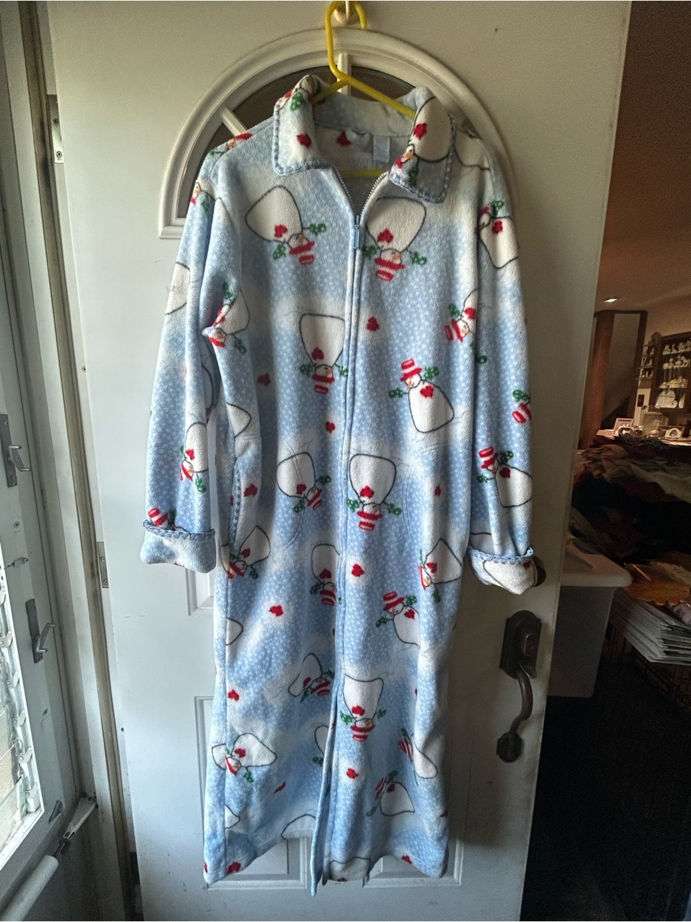 Light Blue Snowman Fleece robe with Full Zip